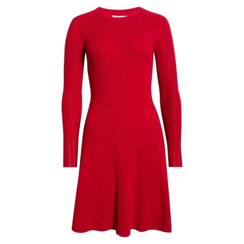 Cyclamen Womens Red Textured Ribbed Knit Sweater‎ Dress Size Medium B0CC51DKKS